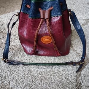Dooney & Bourke Red and Blue Leather Hobo Bag